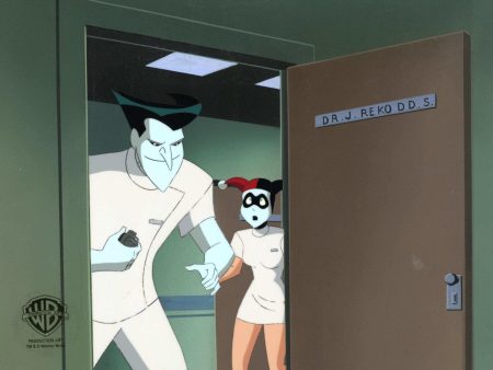 The New Batman Adventures Original Production Cel on Original Background: Joker and Harley Quinn Online Hot Sale