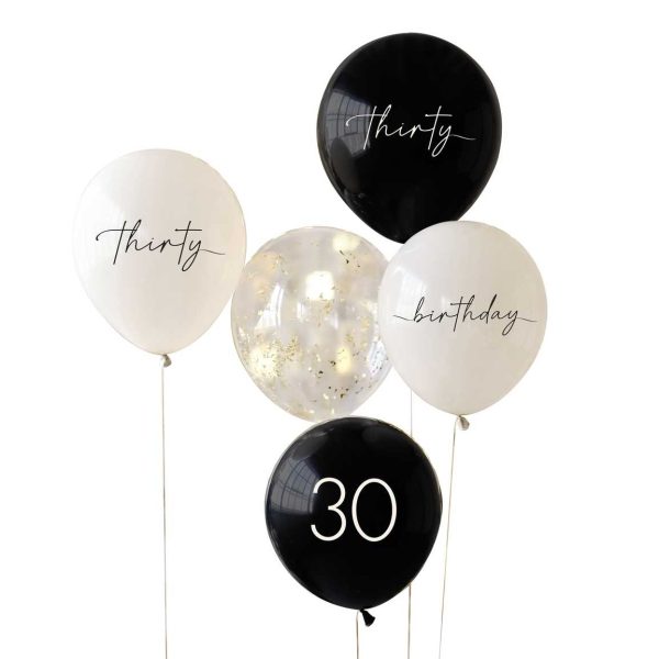 30th Birthday Golden Age Latex Balloons 5pcs Online