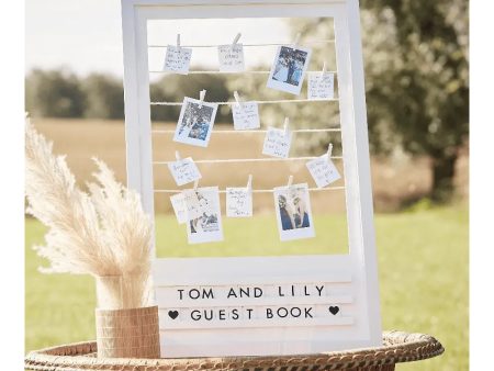 Botanical Wedding White Wooden Peg and String Book Frame with Letters Board Online Hot Sale