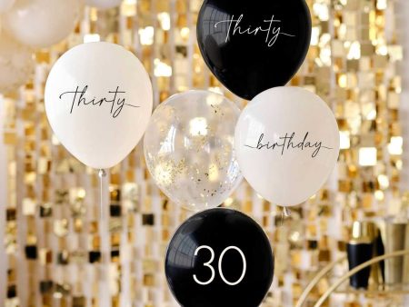 30th Birthday Golden Age Latex Balloons 5pcs Online