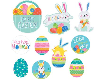 Easter Mini Glitter Cutout Decorations 4in 10pcs Discount