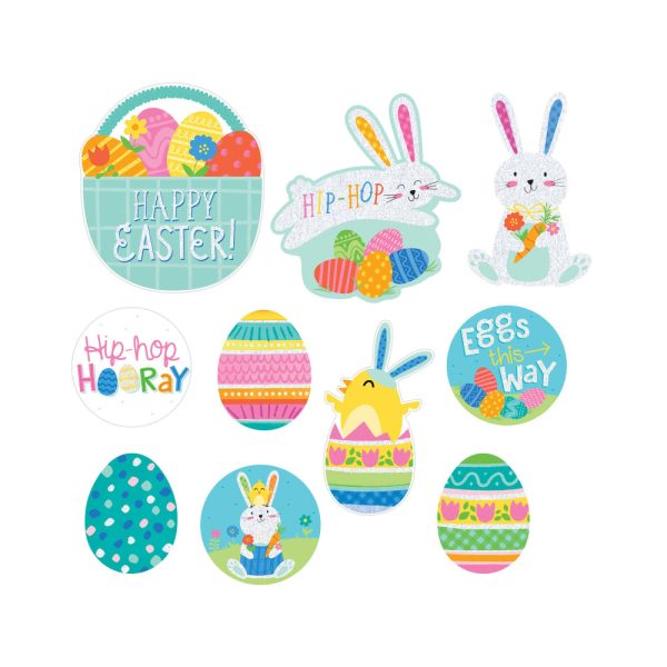 Easter Mini Glitter Cutout Decorations 4in 10pcs Discount