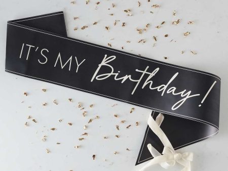 Black and Nude It s My Birthday Sash Hot on Sale