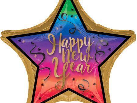 Colorful New Year Star Jumbo Foil Balloon 71cm Cheap