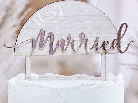 A Touch Of Pampas Cake Topper Just Married Acrylic On Wood Sale