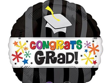 Congrats Grad Wavy Bursts Jumbo Balloon 28in For Sale